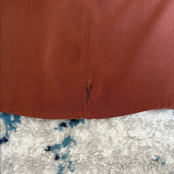Deep Brown/Burnt Orange V-Neck Blouse - Picture 3 of 4